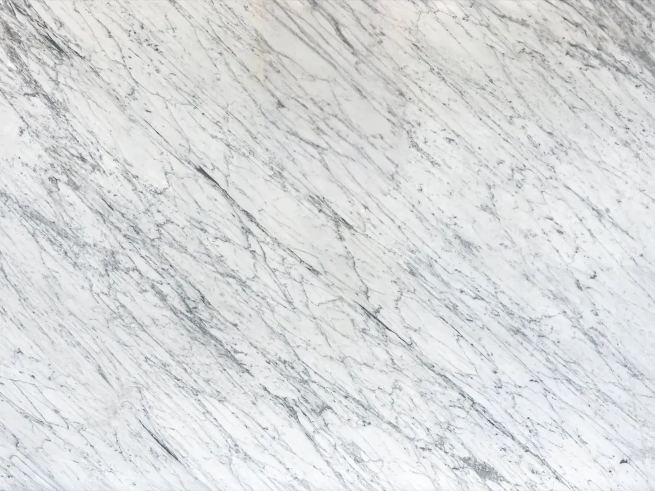 Whole slab of Carrara C marble, white background with light gray veins