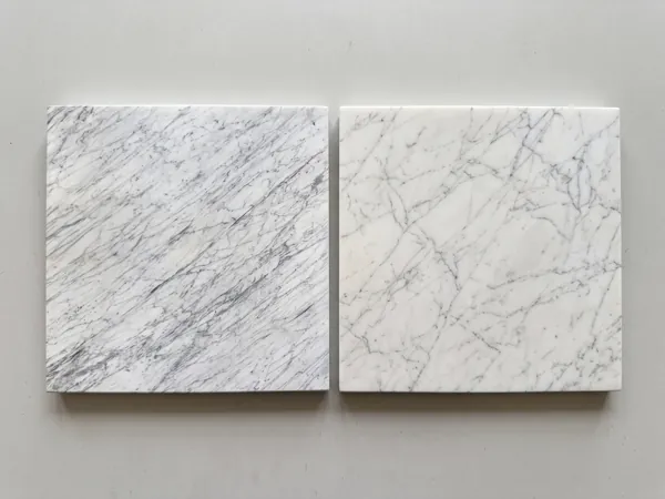 Two nearly identical white marble samples, side by side