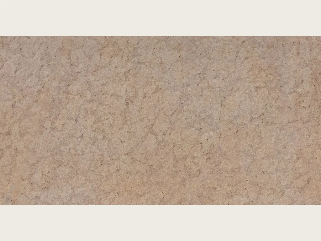 Santafiora Fiorita sandstone slab: toasted beige with a network of slightly darker patches in soft crackling and a matte surface.