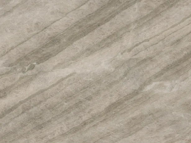 Beige Sky Pearl quartzite detail: dense dark gray bands with the sheen of the polish