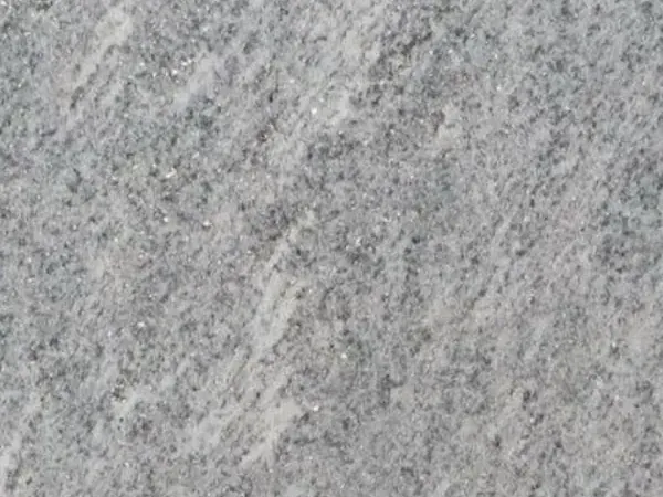 Beola Grigia granite slab: a fine-grained light gray with soft diagonal streaks, matte