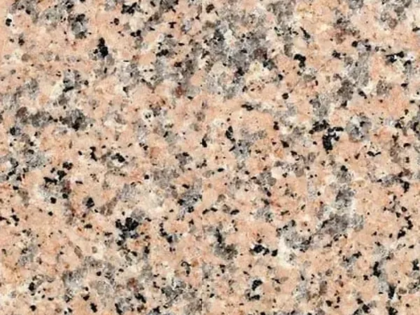 Rosa Porriño granite slab: medium-grain salmon pink with black and gray speckles
