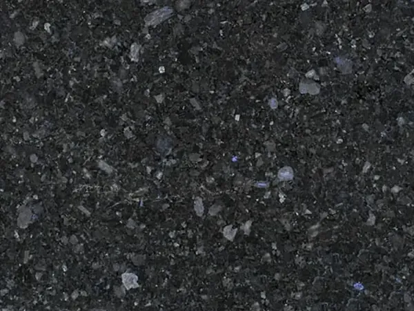 Stargate granite slab: grainy anthracite gray background with gray and violet crystals, polished finish