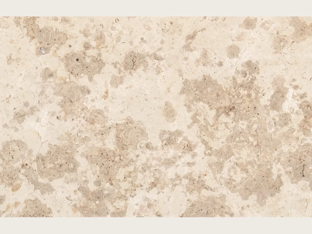 Giallo D'Istria marble slab: a light cream background with grayish beige clouds and small pores
