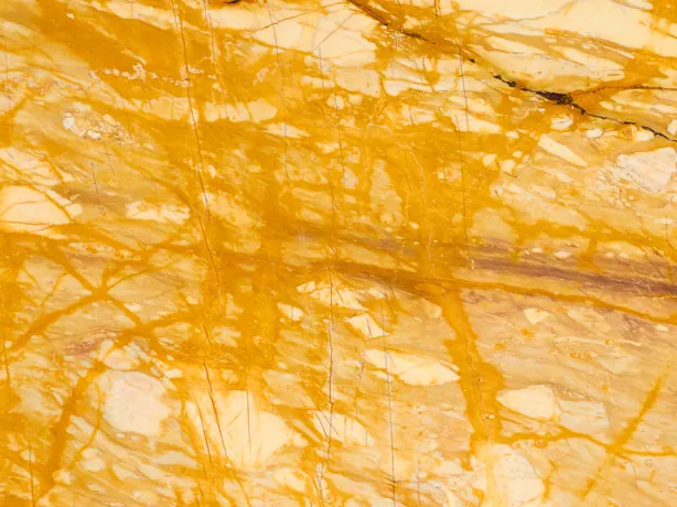 Giallo Siena marble detail: fine and thick yellow veins in every direction over cream