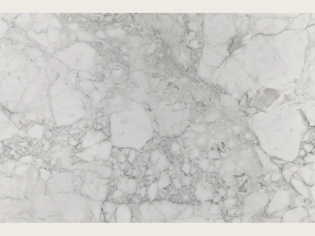 White Arabescato Vagli marble slab: a fine web of light gray veins around white fragments