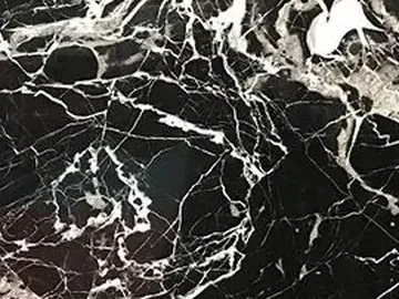 Detail of Black Rose: fine and medium white veins over the polished black