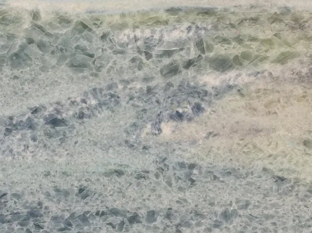 Detail of blue Calcite Caraibica marble: crystals in the horizontal bands
