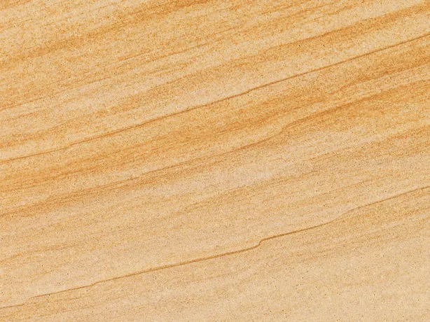 Detail of golden Douglas marble: parallel ocher and cream bands and a matte surface