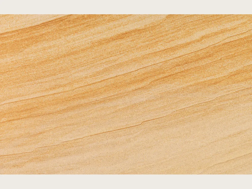 Golden Douglas marble slab: fine ocher and cream bands running parallel in a diagonal over a light ocher background