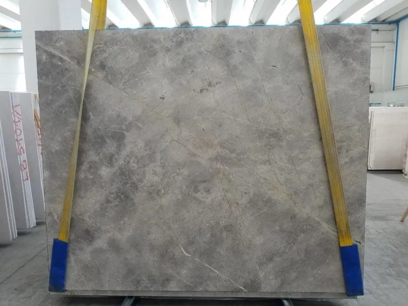 Slab of gray Fior di Bosco marble: greenish gray with light gray and olive clouds and fine veins (another slab)
