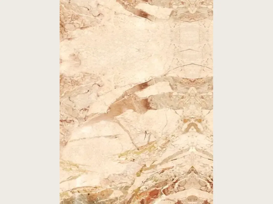 Beige Golden Vein marble slab: pinkish beige fragments separated by terracotta and reddish brown patches