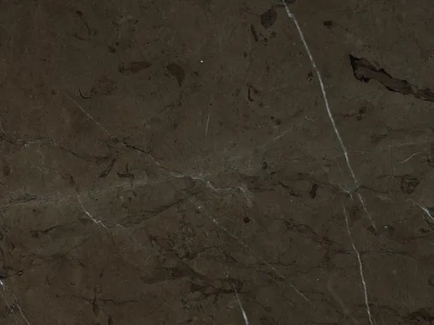Detail of brown Grafite marble: very fine white diagonal veins over the dark background