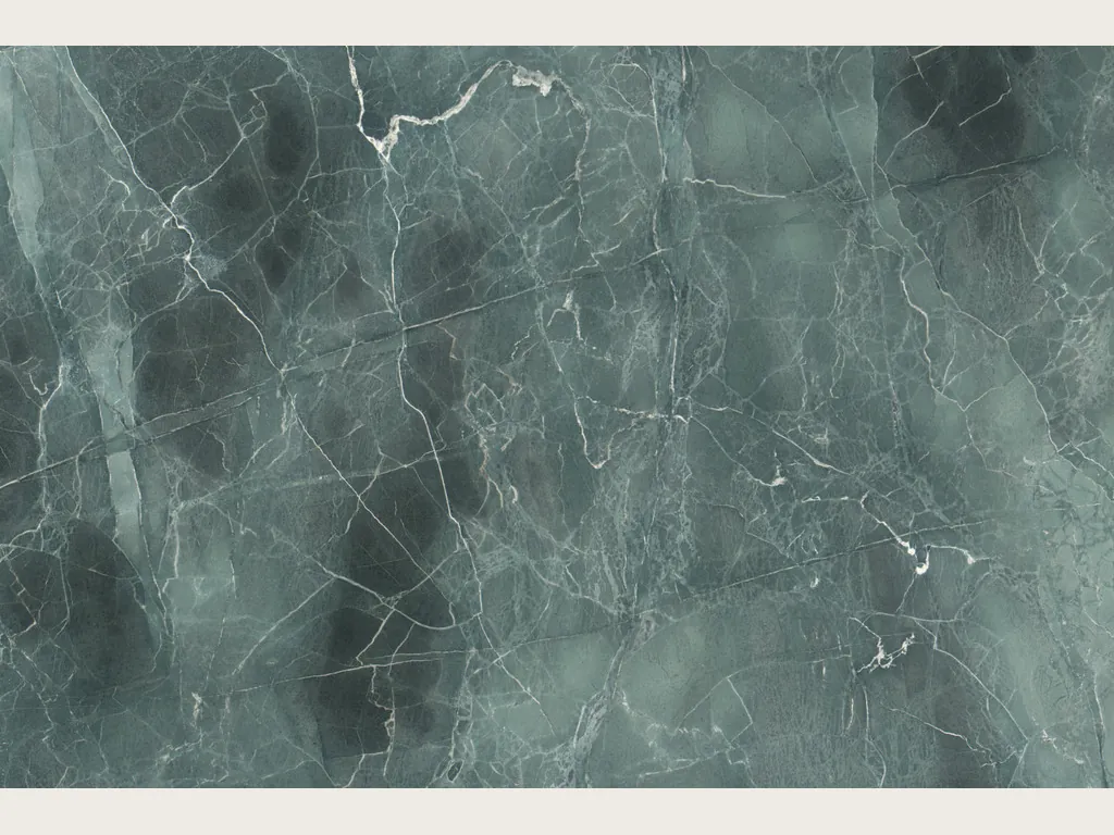 Green Algae green marble slab: teal clouds with a network of fine white veins