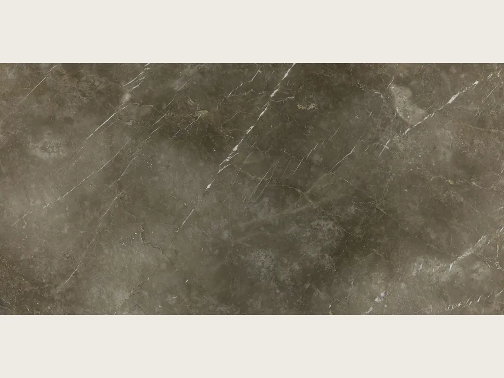 Grigio Collemandina marble slab: tonal clouds of brown-gray with fine white veins on the diagonal