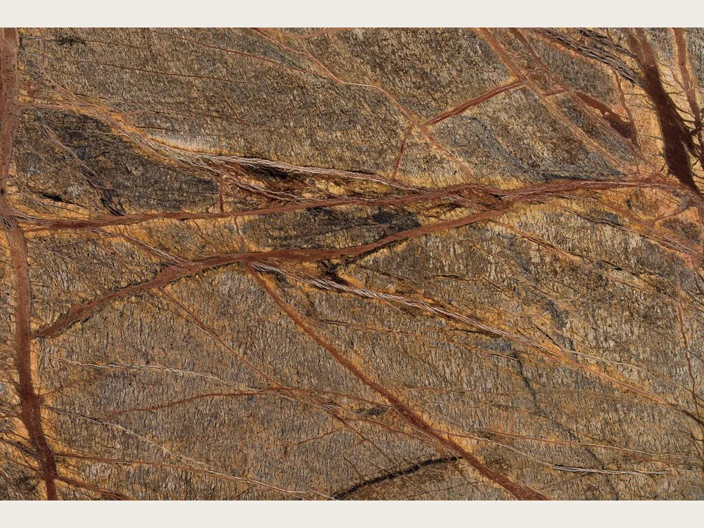Picasso Brown marble slab: olive brown background with a net of rust-red veins