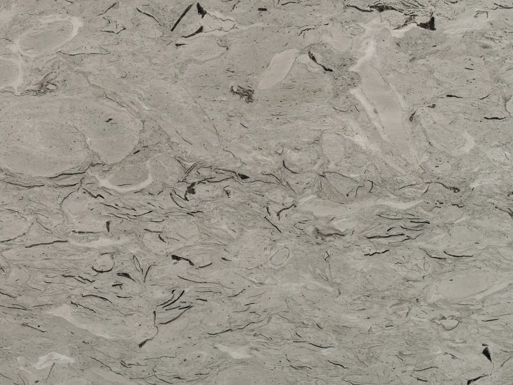 Gray Repen marble slab: light gray with curved black fossil marks and horizontal light clouds