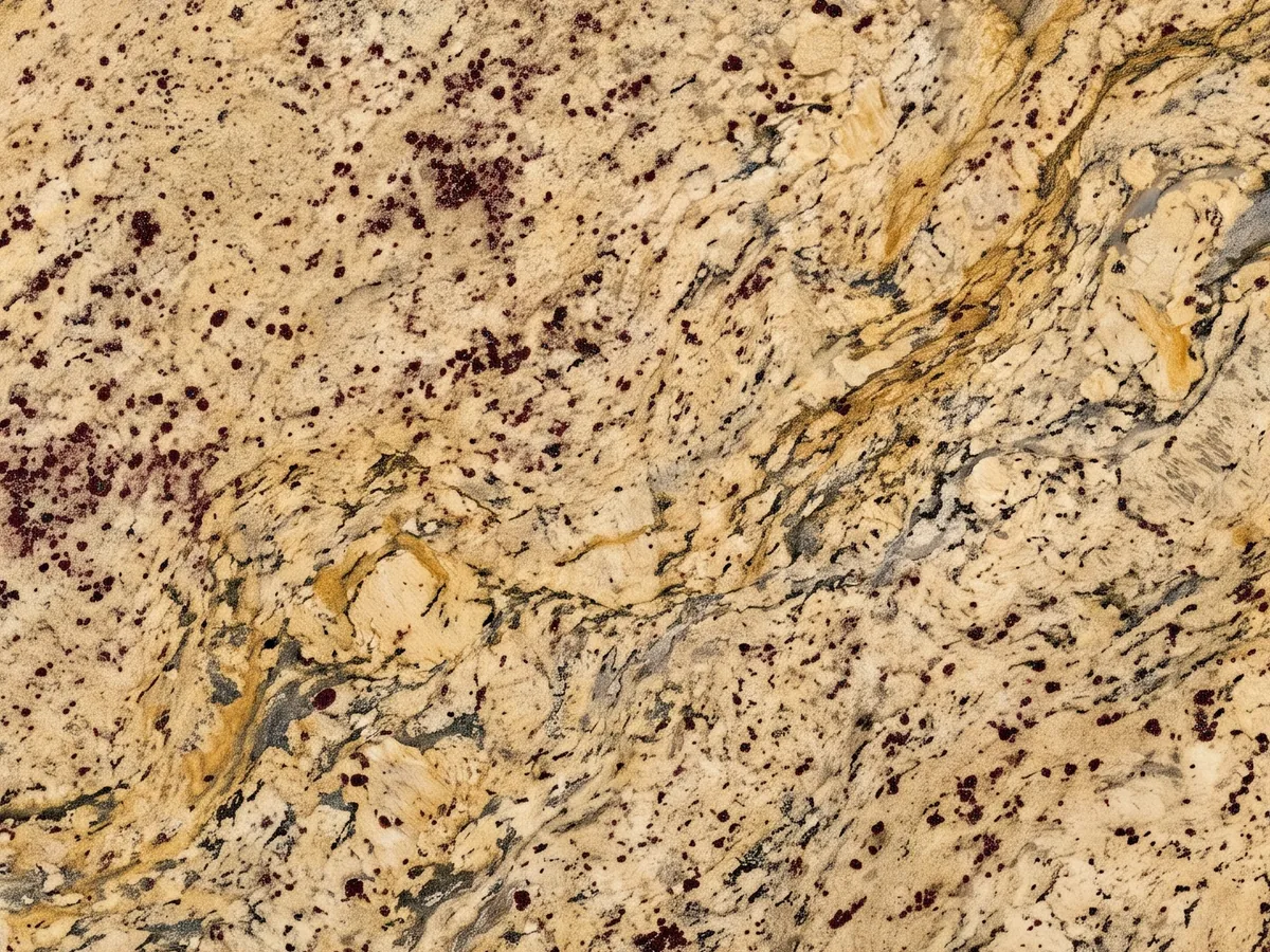 Slab of beige Santa Cecilia granite up close