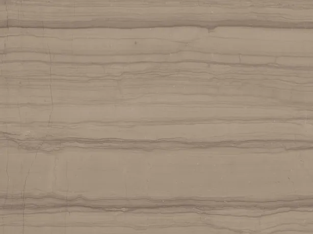Close-up of beige Striato Elegante marble: tight parallel lines over matte taupe beige