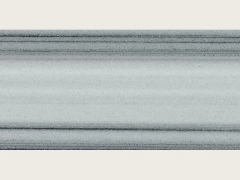 Slab of gray Striato Olimpico marble: horizontal dark gray and white bands over a light blue-gray background