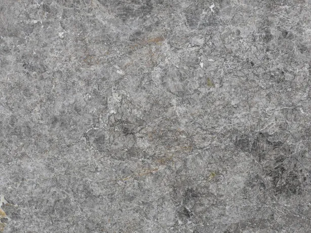 Detail of gray Tundra marble: light spots spattered over the gray clouds