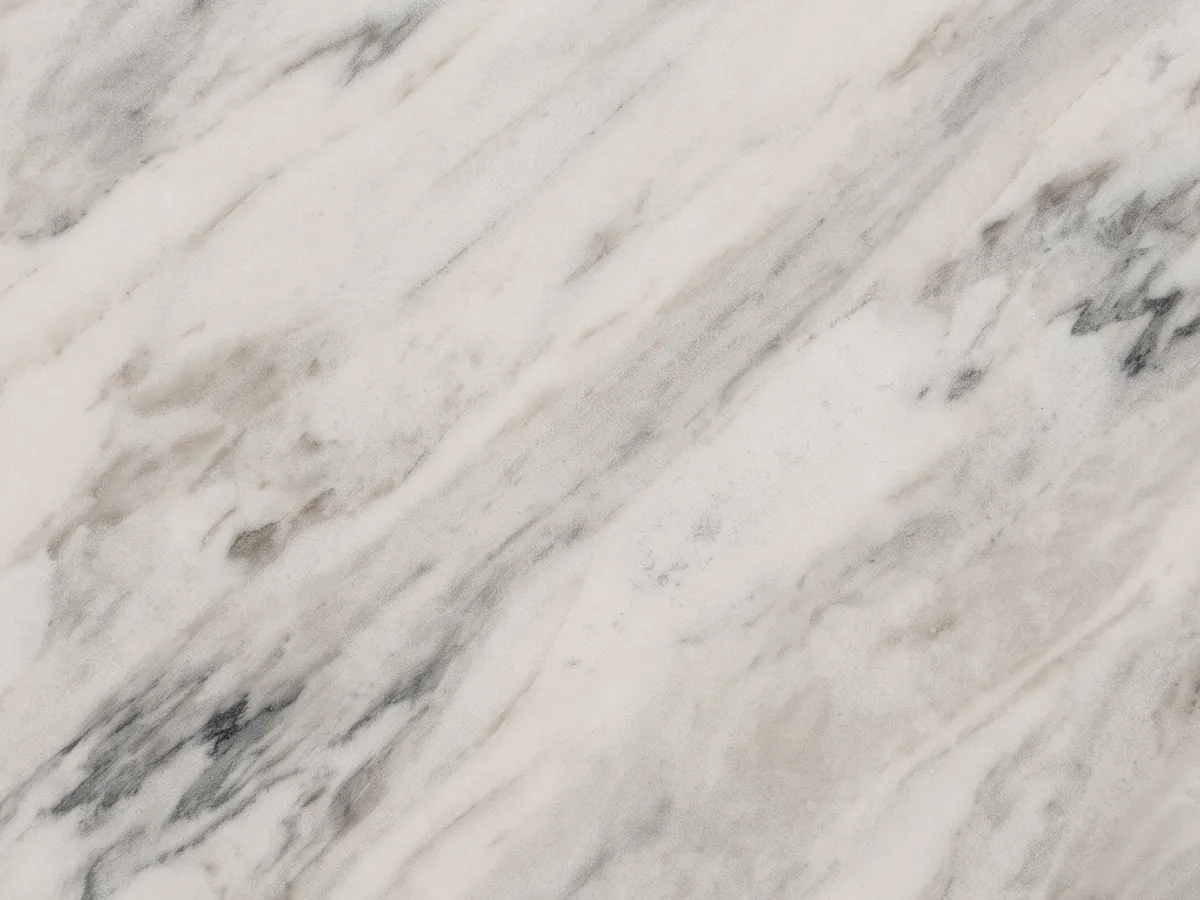 White Volakas marble slab up close