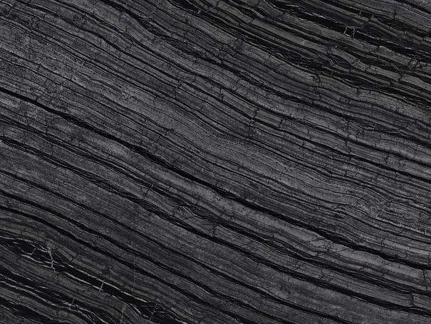 Black Zebrato marble detail: tight gray and light lines over the black with a polished shine