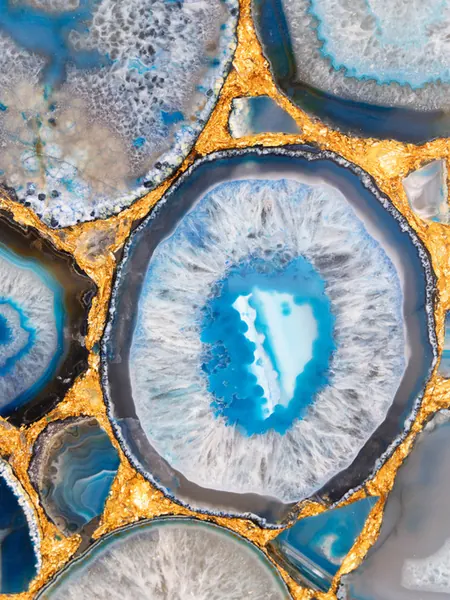 blue agate with gold leaf