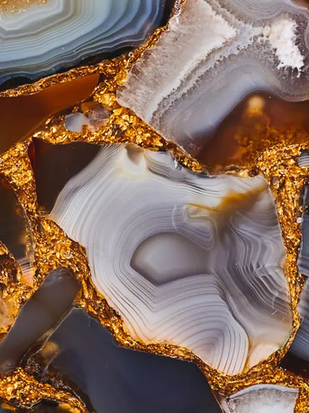 gray agate with gold leaf