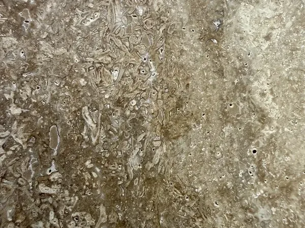 Noce travertine slab: grayish brown with irregular light blotches and visible pores