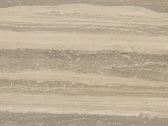 Close-up of gray Silver travertine: gray and light beige stripes, orderly and parallel