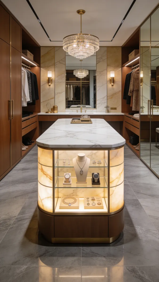 Vestidor con ónix retroiluminado