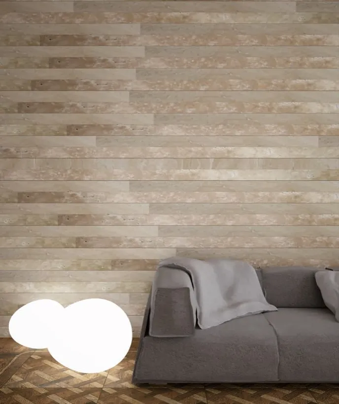 Ambiente con detalles de piedra natural italiana, proyecto 6