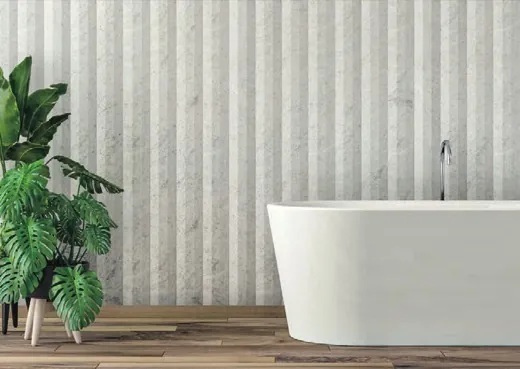 Revestimiento acanalado en baño